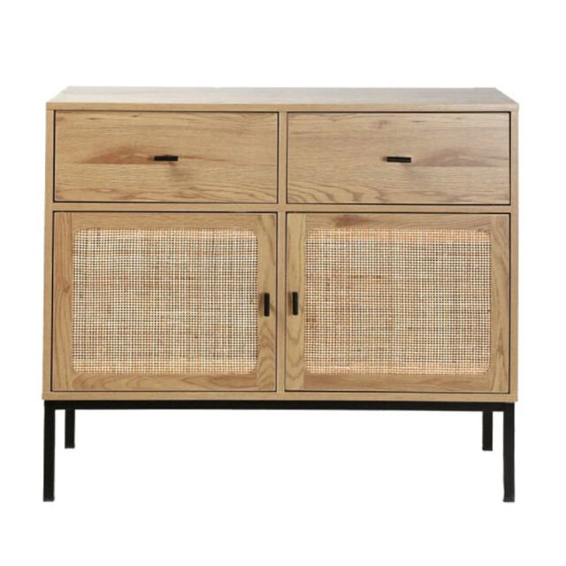 CaliCosy 2 deurs 2 lades ladekast met rotan caning l90cm 2929855 large
