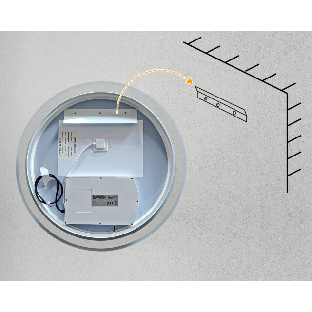 4goodz Ronde badkamerspiegel 60 cm led verlichting zilver 3079909 large