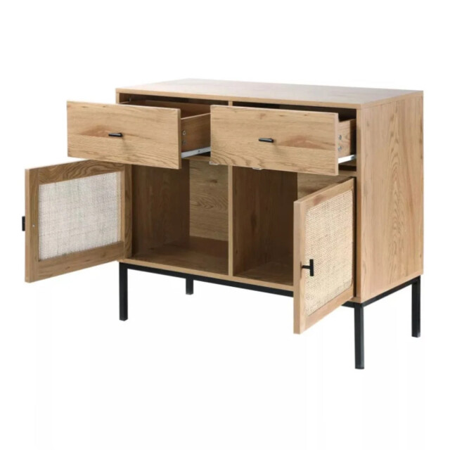 CaliCosy 2 deurs 2 lades ladekast met rotan caning l90cm 2929855 large