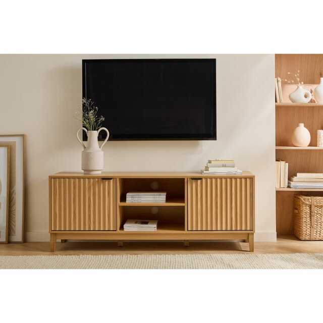 CaliCosy Tv-meubel met 2 open vakken en 2 deuren met geribbelde fronten l140 cm bologne 3205800 large