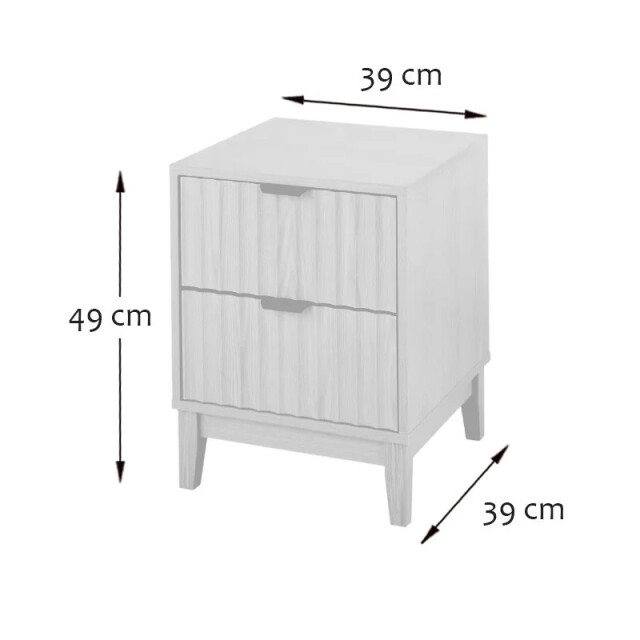 CaliCosy Nachtkastje met 2 lades en geribbelde fronten h52 cm bologne 3205798 large