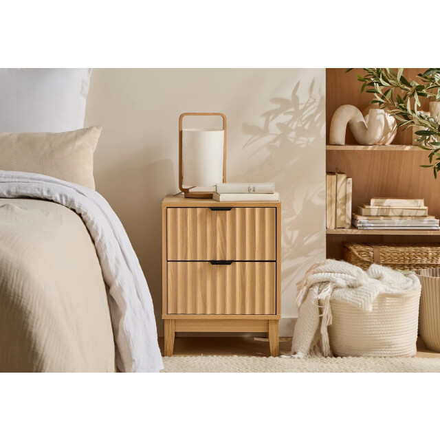 CaliCosy Nachtkastje met 2 lades en geribbelde fronten h52 cm bologne 3205798 large