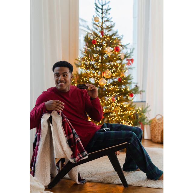 Happy Shorts Heren pyjama broek lang donkerblauw/groen geruit flanel HS-1207-HSM-25-5 large