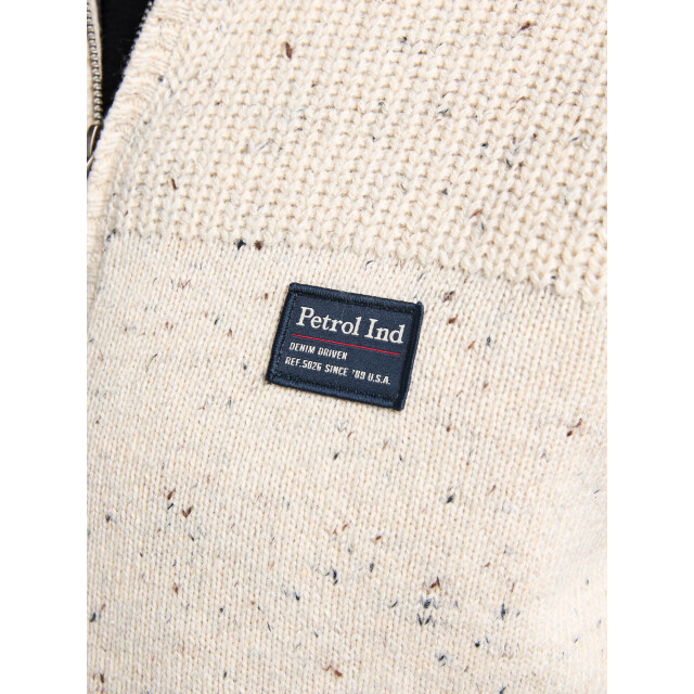 Petrol Industries men knitwear collar cardigan m-3050-kwc283 0009 antique white melee 05791.100.0020 large Petrol Industries men knitwear collar cardigan m-3050-kwc283 0009 antique white melee 05791.100.0020 large