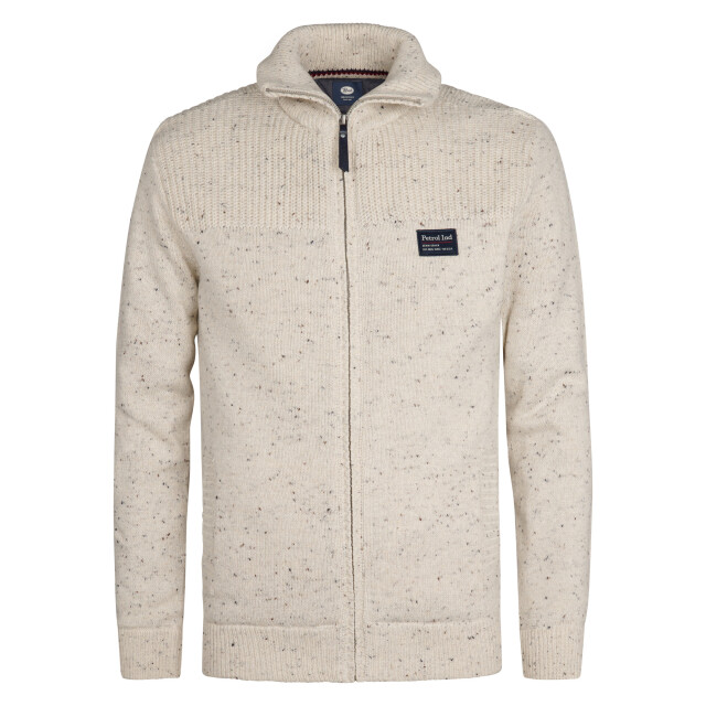 Petrol Industries men knitwear collar cardigan m-3050-kwc283 0009 antique white melee 05791.100.0020 large Petrol Industries men knitwear collar cardigan m-3050-kwc283 0009 antique white melee 05791.100.0020 large