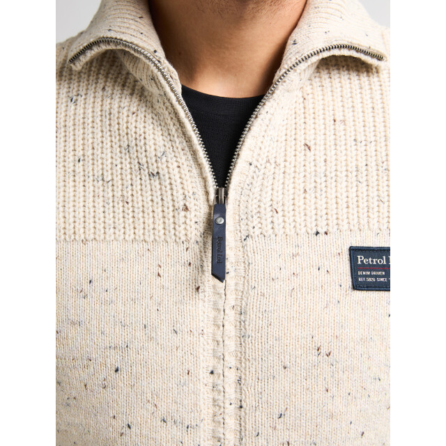 Petrol Industries men knitwear collar cardigan m-3050-kwc283 0009 antique white melee 05791.100.0020 large Petrol Industries men knitwear collar cardigan m-3050-kwc283 0009 antique white melee 05791.100.0020 large