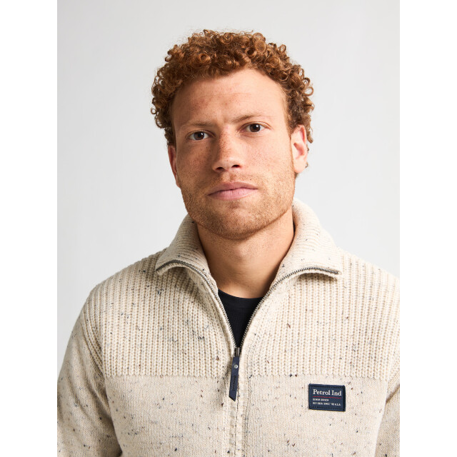 Petrol Industries men knitwear collar cardigan m-3050-kwc283 0009 antique white melee 05791.100.0020 large Petrol Industries men knitwear collar cardigan m-3050-kwc283 0009 antique white melee 05791.100.0020 large