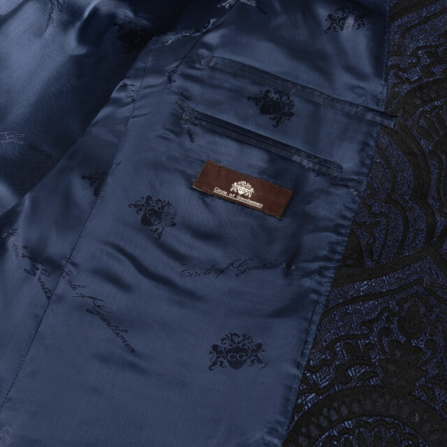 Circle of Gentlemen Aspen jaquard blauw zwart colbert 000-40004-584- large
