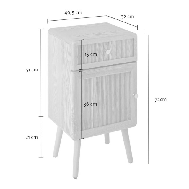 CaliCosy Nachtkastje met 1 deur en 1 lade, fronten met lamel-, h71 cm ava 3245909 large
