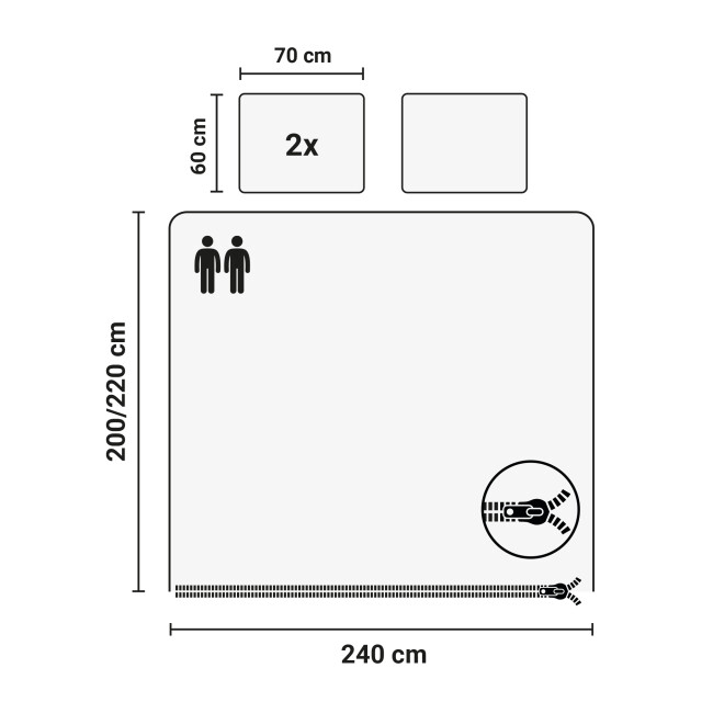 Phlox Dekbedovertrek flanel fleece lits jumeaux 240x220 cm + 2 kussenslopen - 3304541 large
