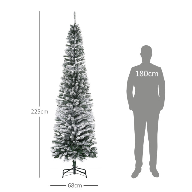 Homcom Kerstboom smal met sneeuw incl. standaard 225 cm /groen 3347626 large