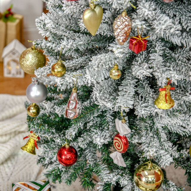 Homcom Kerstboom smal met sneeuw incl. standaard 225 cm /groen 3347626 large