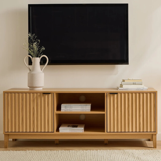 CaliCosy Tv-meubel met 2 open vakken en 2 deuren met geribbelde fronten l140 cm bologne 3205800 large