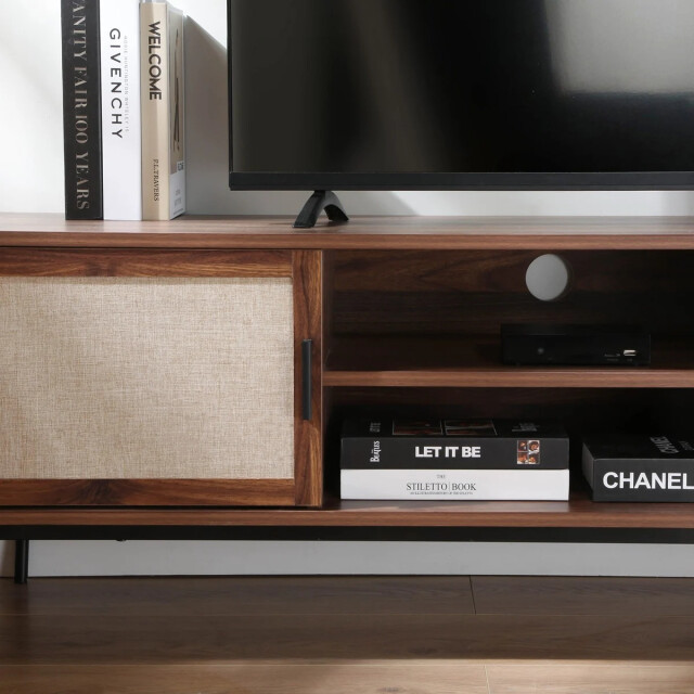 CaliCosy Tv-meubel in walnootdecor met fronten van echt stof l140 cm jetson 2991879 large