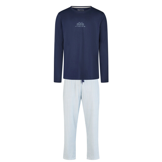 Phil & Co Heren pyjama set lang donkerblauw/grijs gestreept PH-6122-02 large Phil & Co Heren pyjama set lang donkerblauw/grijs gestreept PH-6122-02 large