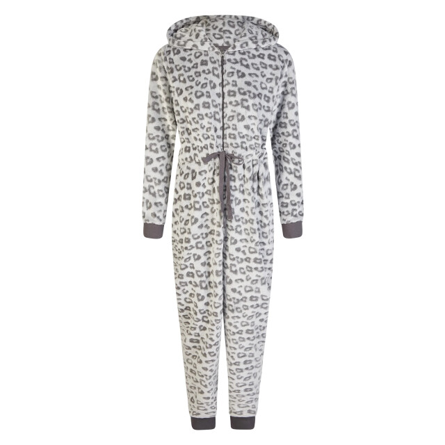 By Louise Dames huispak onesie fleece grijs panterprint BL-6078-02 large By Louise Dames huispak onesie fleece grijs panterprint BL-6078-02 large