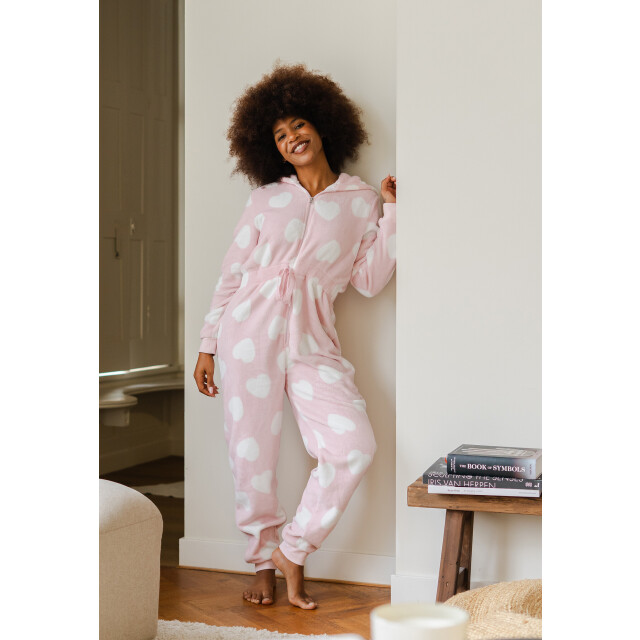 By Louise Dames huispak onesie fleece hartjes BL-6079-02 large By Louise Dames huispak onesie fleece hartjes BL-6079-02 large