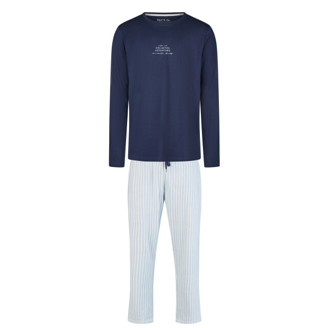 Phil & Co Heren pyjama set lang donkerblauw/grijs gestreept PH-6122-02 large Phil & Co Heren pyjama set lang donkerblauw/grijs gestreept PH-6122-02 large