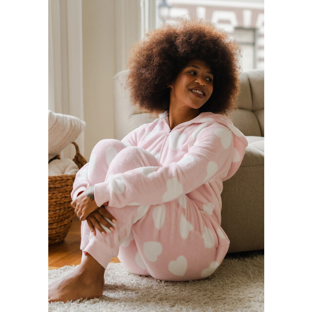 By Louise Dames huispak onesie fleece hartjes BL-6079-02 large By Louise Dames huispak onesie fleece hartjes BL-6079-02 large