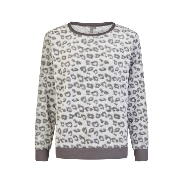 By Louise Dames huispak fleece broek + sweater grijs panterprint BL-6073-02 large By Louise Dames huispak fleece broek + sweater grijs panterprint BL-6073-02 large