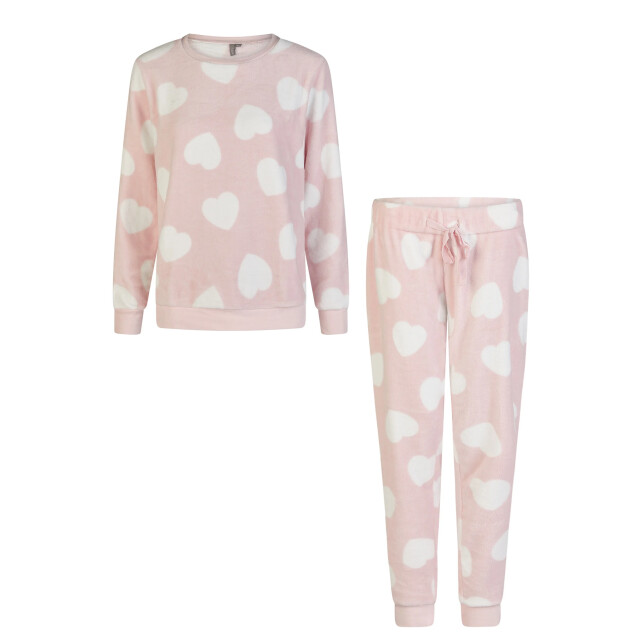 By Louise Dames huispak fleece broek + sweater hartjes BL-6074-02 large By Louise Dames huispak fleece broek + sweater hartjes BL-6074-02 large