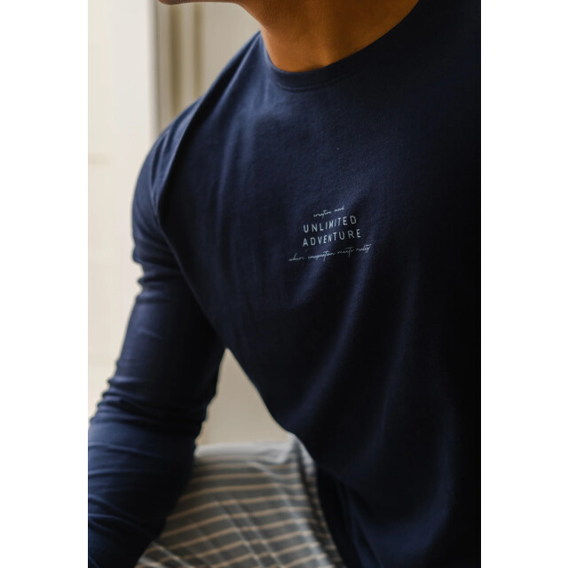 Phil & Co Heren pyjama set lang donkerblauw/grijs gestreept PH-6122-02 large Phil & Co Heren pyjama set lang donkerblauw/grijs gestreept PH-6122-02 large