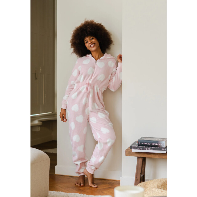 By Louise Dames huispak onesie fleece hartjes BL-6079-02 large By Louise Dames huispak onesie fleece hartjes BL-6079-02 large