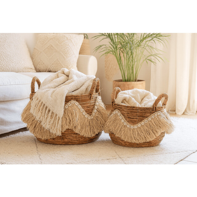 Furnilux decoratieve opbergmanden set van 2 – handgevlochten bananenstam / 3190130 large