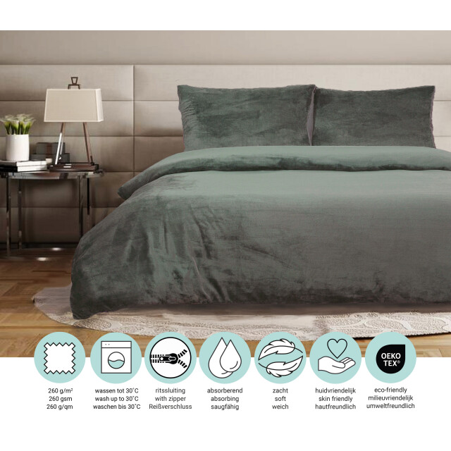 Phlox Dekbedovertrek flanel fleece tweepersoons 200x220 cm + 2 kussenslopen - 3304536 large