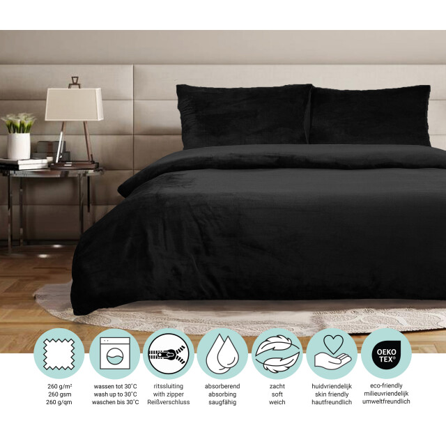 Phlox Dekbedovertrek flanel fleece tweepersoons 200x220 cm + 2 kussenslopen - 3304537 large