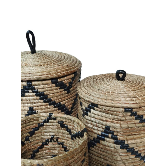 Furnilux handgevlochten opbergmanden set van 3 – natuurlijke wasmanden met 3190129 large