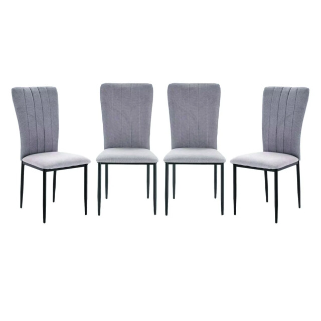 CaliCosy Set van 4 stoelen in stof met zwarte metalen poten l43 cm holly 3078803 large