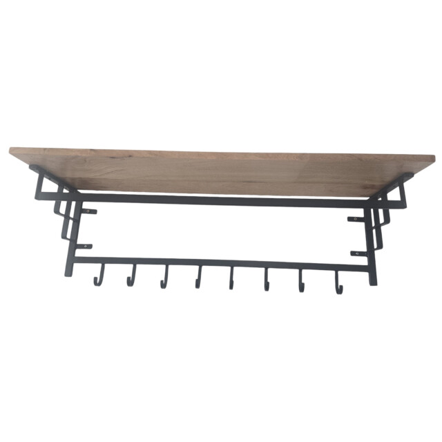 Furnilux Mangohouten kapstok met 8 haken industriële wandkapstok 110x30x27 cm 3015244 large