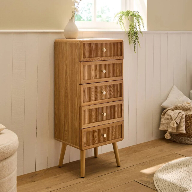 CaliCosy Ladekast met 5 lades en latten front h100 cm ava 3245910 large