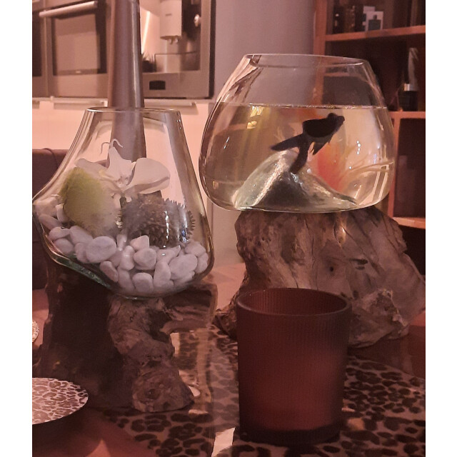 Furnilux Gesmolten op teakhout,vaas op hout 3014885 large