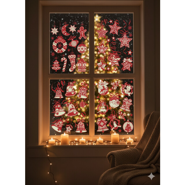 CaliCosy Elektrostatische kerstversieringen set van 4 platen 2928232 large