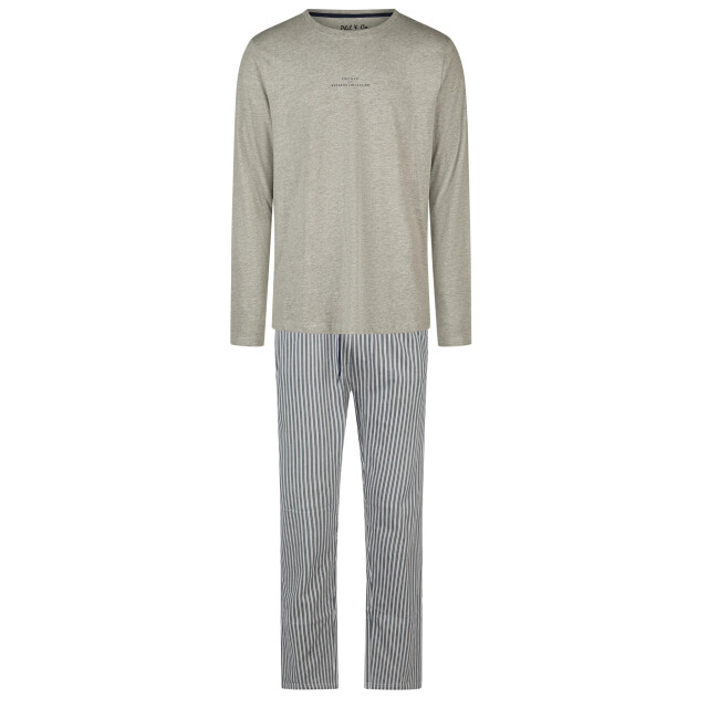 Phil & Co Heren pyjama set lang grijs gestreept PH-6124-02 large Phil & Co Heren pyjama set lang grijs gestreept PH-6124-02 large