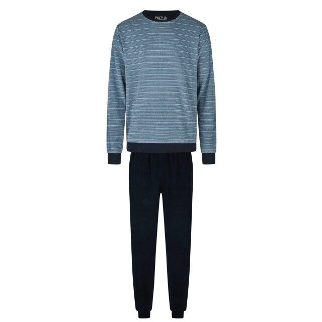 Phil & Co Heren winter pyjama set lang badstof licht/donker gestreept PH-6137-02 large Phil & Co Heren winter pyjama set lang badstof licht/donker gestreept PH-6137-02 large