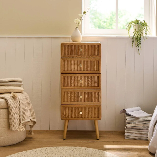 CaliCosy Ladekast met 5 lades en latten front h100 cm ava 3245910 large