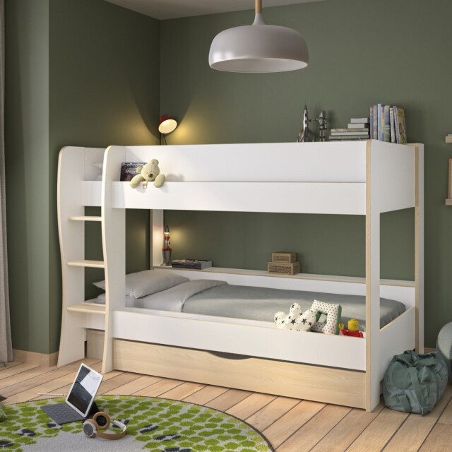 CaliCosy Stapelbed met 1 grote lade wit en eikendecor roomy 3351676 large CaliCosy Stapelbed met 1 grote lade wit en eikendecor roomy 3351676 large