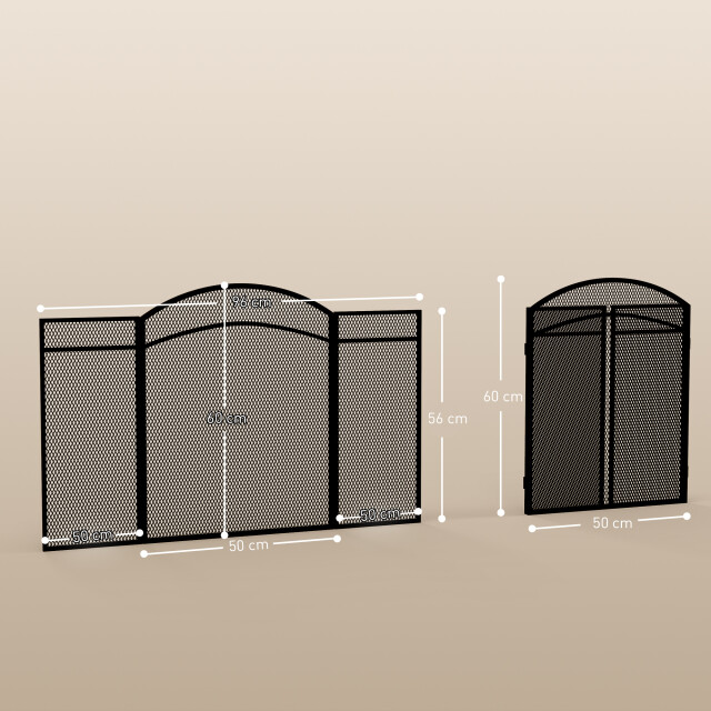 Homcom Haardscherm voor open haard opvouwbaar 96 x 60 cm - 3351698 large