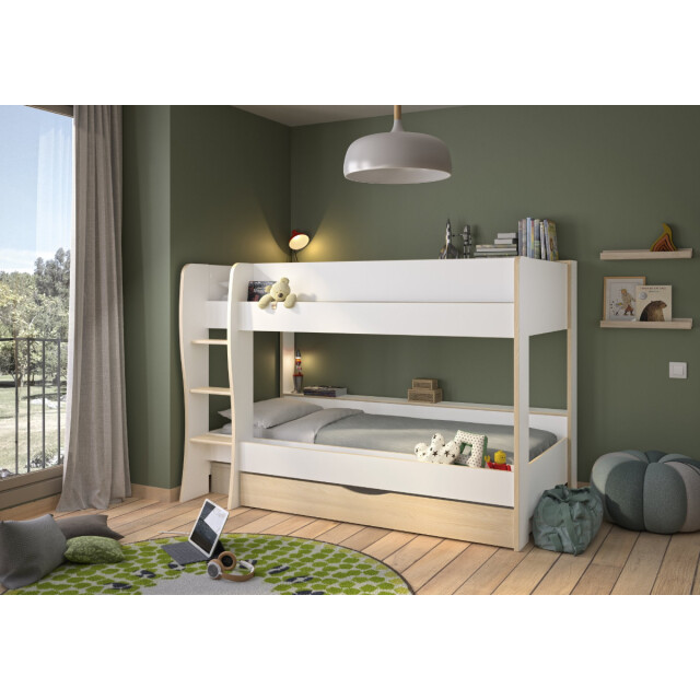 CaliCosy Stapelbed met 1 grote lade wit en eikendecor roomy 3351676 large CaliCosy Stapelbed met 1 grote lade wit en eikendecor roomy 3351676 large