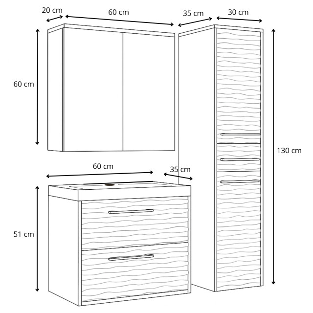 Badplaats Badkamermeubel set etna 60 cm - badmeubel met spiegelkast en 3180968 large