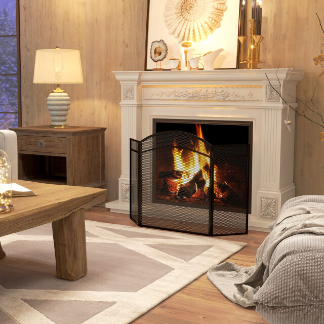 Homcom Haardscherm voor open haard opvouwbaar 96 x 60 cm - 3351698 large