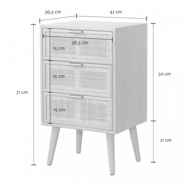 CaliCosy Ladekast met 3 laden, voorkant naturel rotan miya 2929856 large
