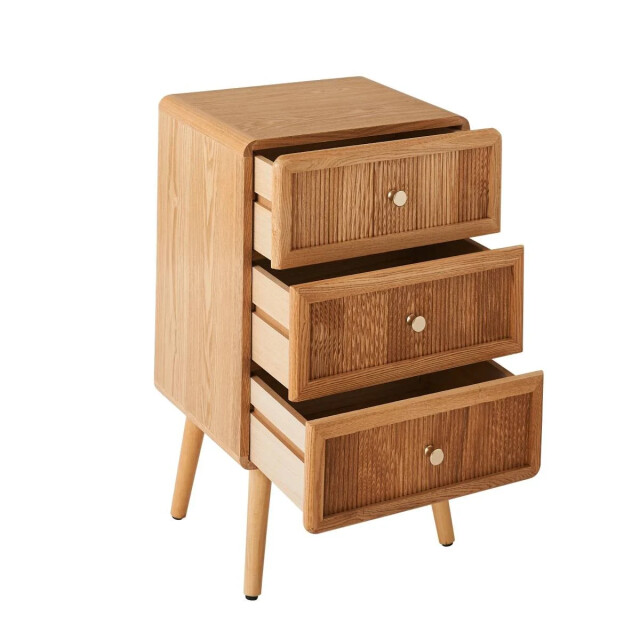 CaliCosy Nachtkastje met 3 lades en latten front h71 cm ava 3245907 large