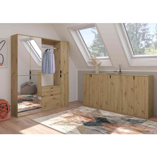 Furnilux Garderobe-element projektxschoenenkast eik ladekast + kledingroede 3256355 large