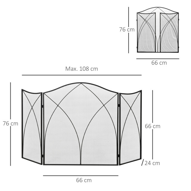 Homcom Haardscherm voor open haard opvouwbaar -126x2x76 cm - 3351697 large