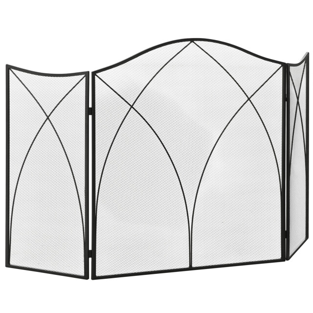 Homcom Haardscherm voor open haard opvouwbaar -126x2x76 cm - 3351697 large