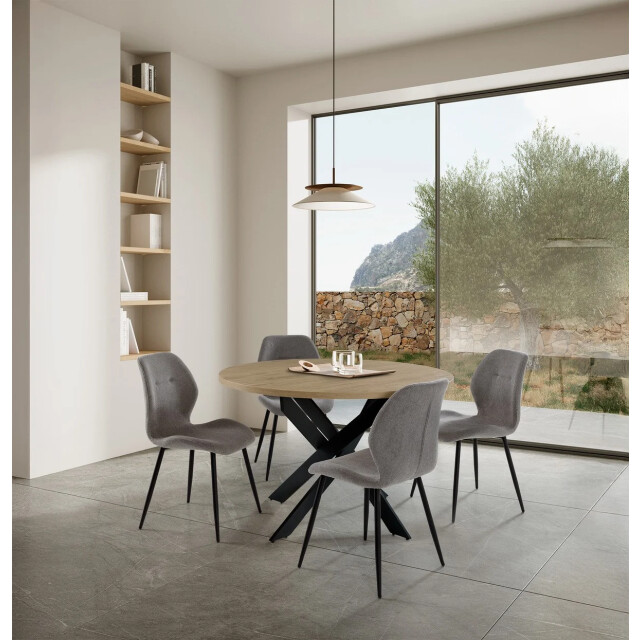 CaliCosy Folding round table decorated in oak and black metal d110 cm nelly 3351677 large CaliCosy Folding round table decorated in oak and black metal d110 cm nelly 3351677 large